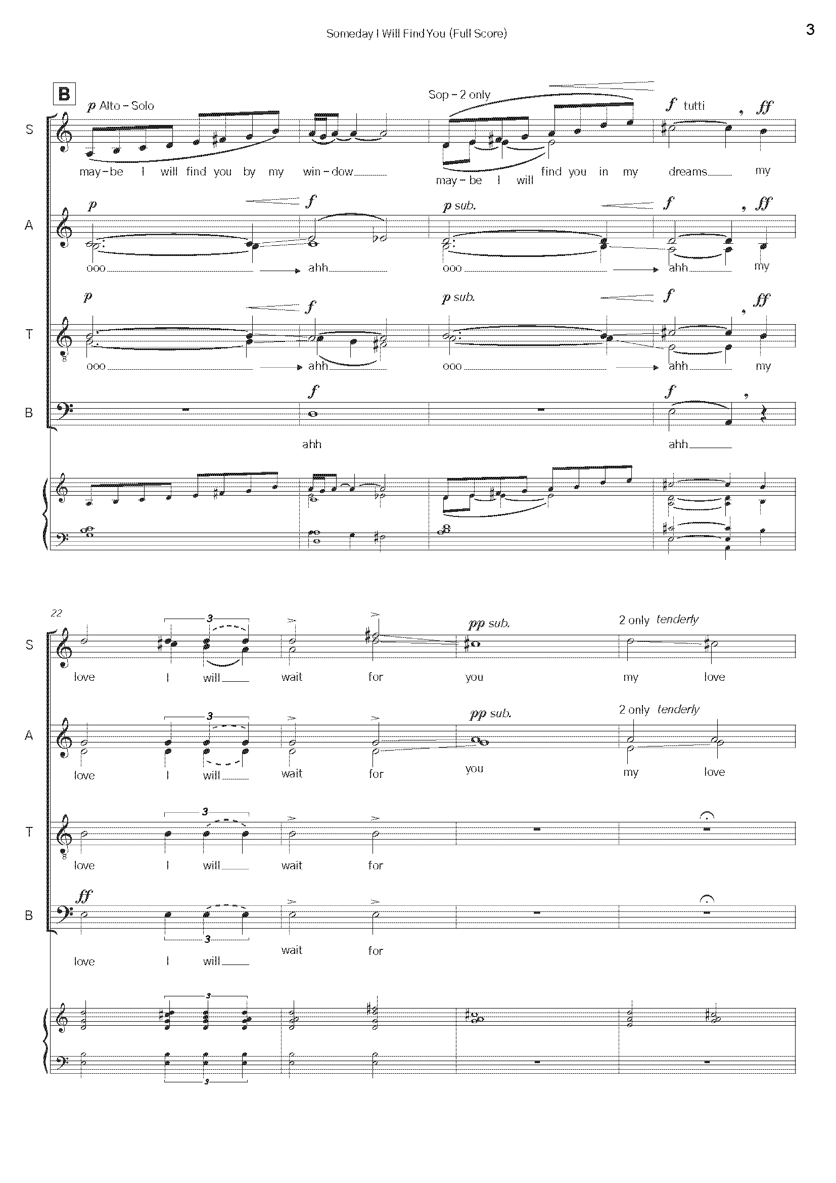 Someday I Will Find You - Small (up to 20 Voices) SATB Choir - Max Kielly