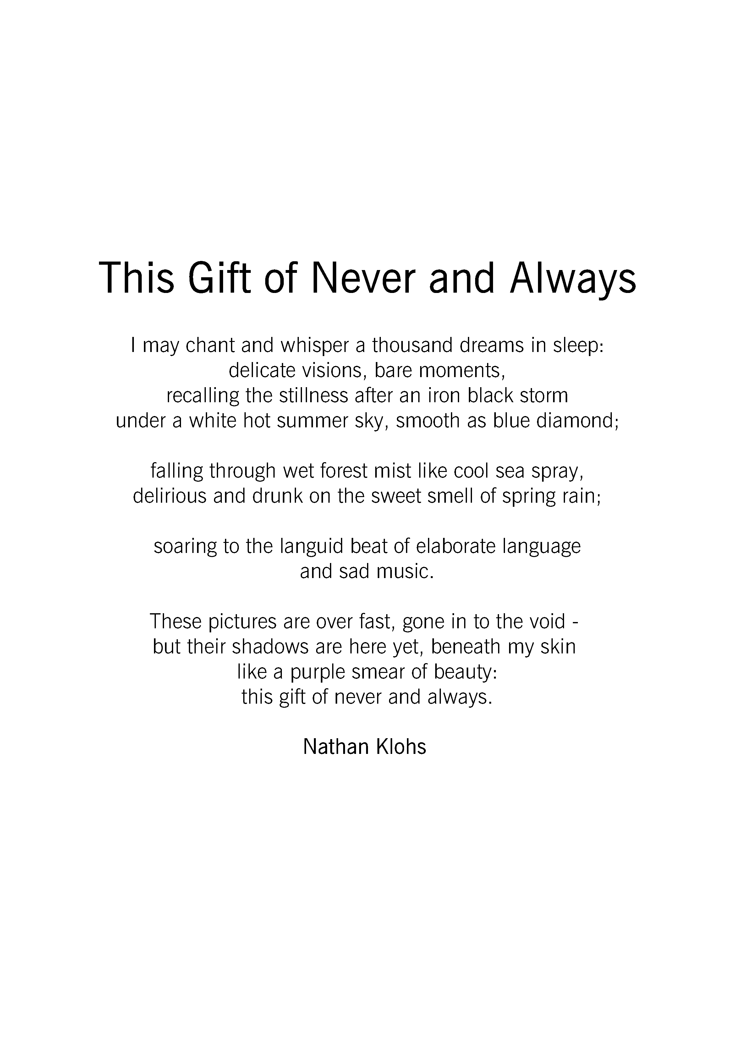 Grade 5 - This Gift of Never and Always