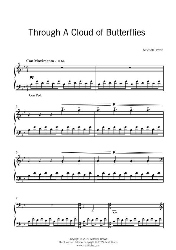 Through Clouds Of Butterflies - Piano Solo - Grade 4-5