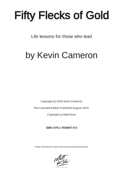 Fifty Flecks Of Gold - Life Lessons For Those Who Lead - Kevin Cameron